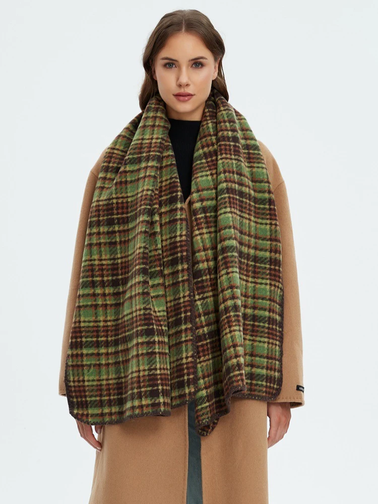 

Ретро модный зимний женский и мужской вязаный шарф, платок, повседневный элегантный зеленый, красный клетчатый шарф, Mujer, шаль унисекс, рождественская новинка