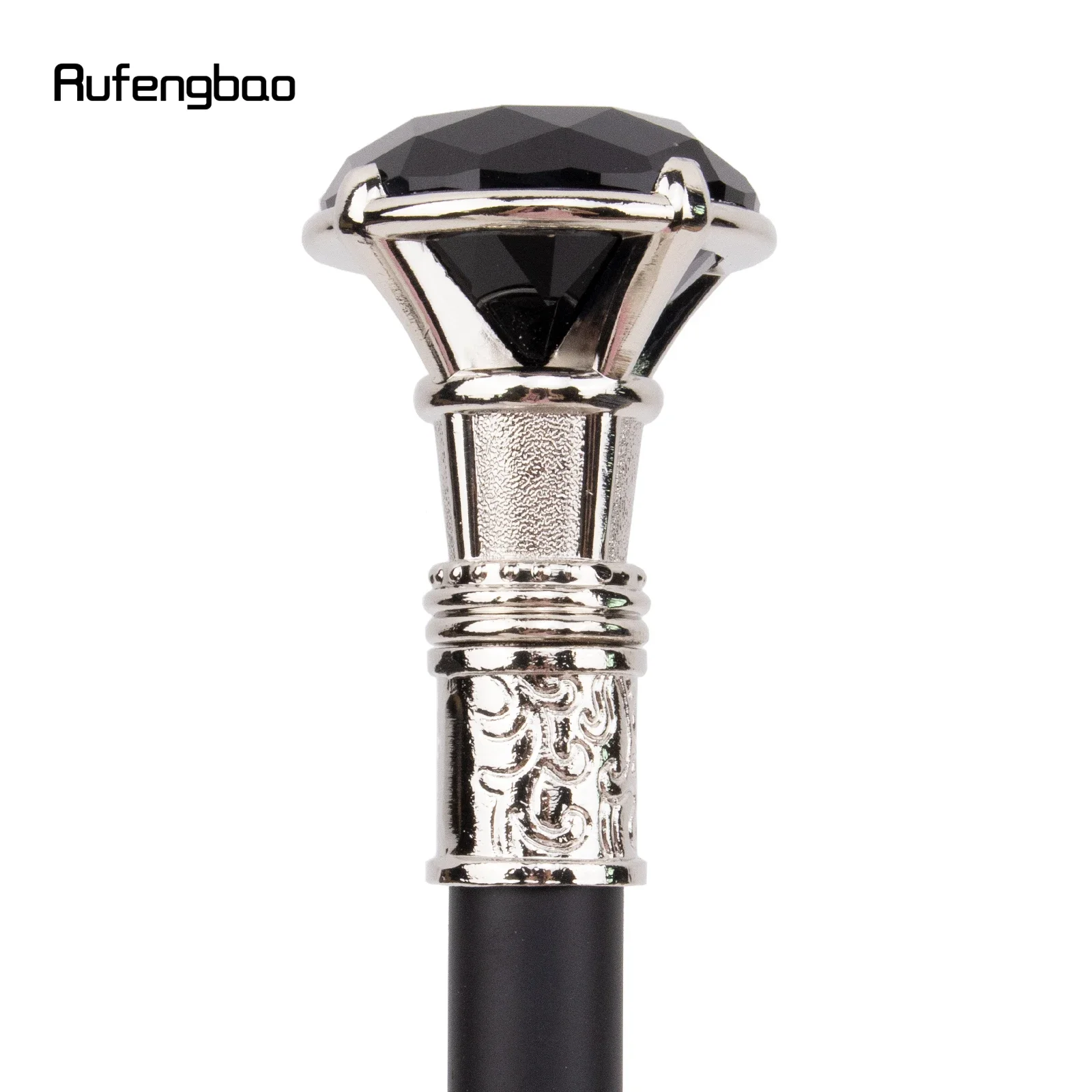 Black Diamond Type White Walking Stick Fashion Decorative Walking Cane Gentleman Elegant Cosplay Cane Knob Crosier 93cm