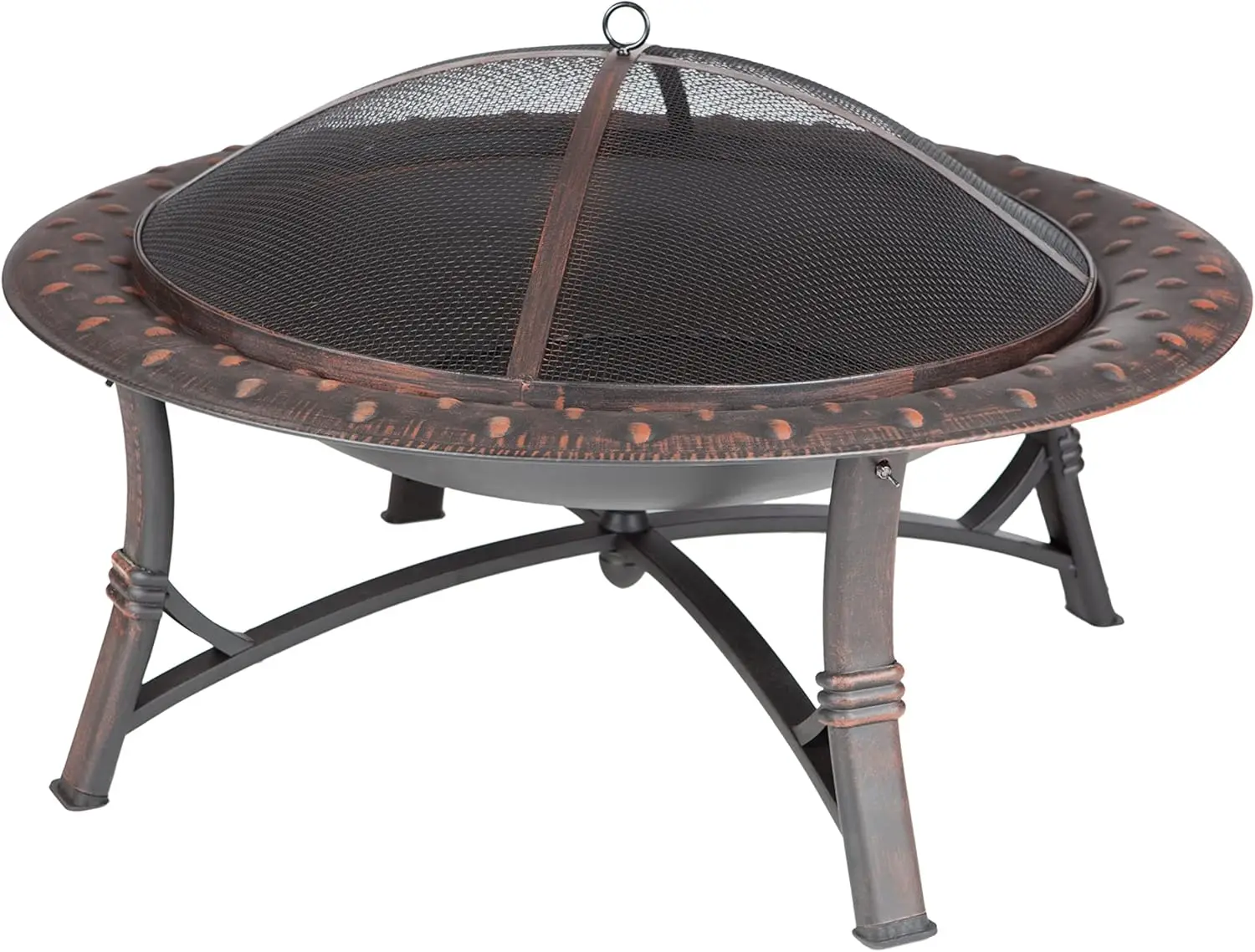 60857 Fire Pit Roman Brushed Painted Steel Legs Wood Burning Lightweight Portable Patio Outdoor Firepit Backyard