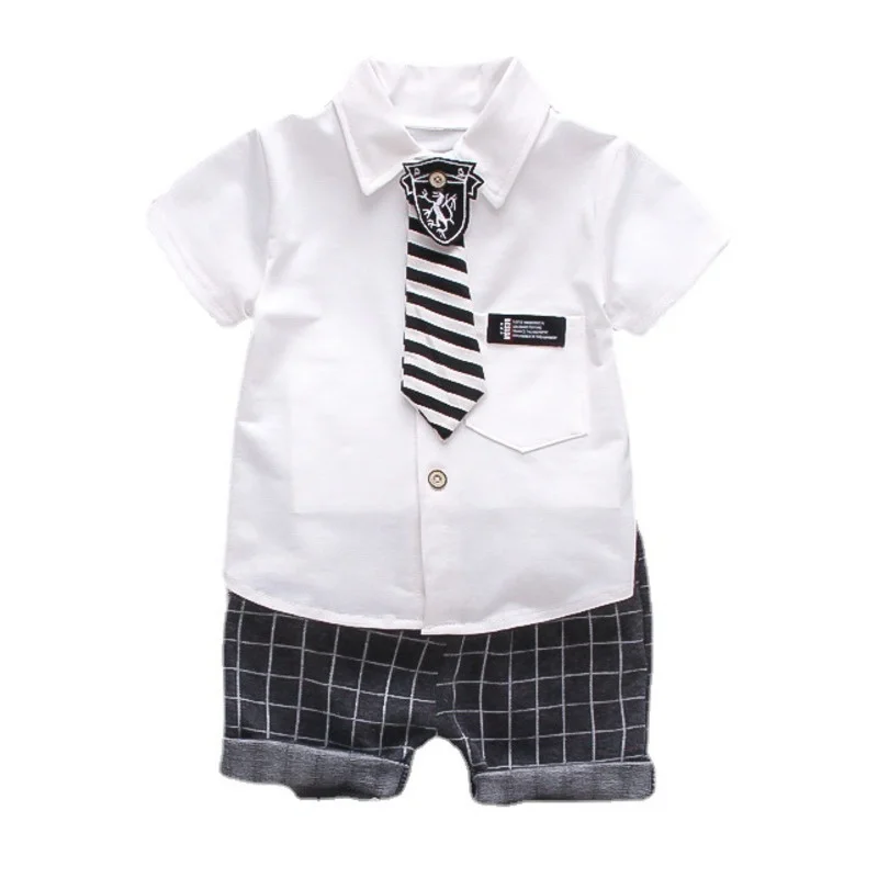 New Summer Children Fashion Tracksuits Baby Boys Girls Shirt Shorts 2Pcs/Sets Kids Gentleman Cotton Clothes Infant Sportswear