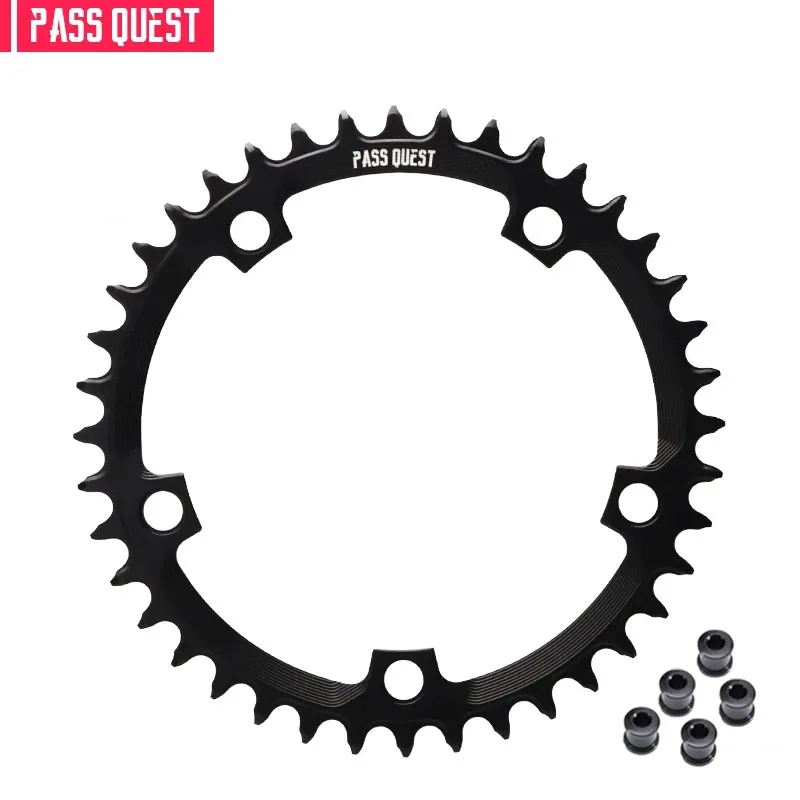 PASS QUEST 130BCD Five Narrow Wide Chainring For Road Bicycle Crank Black Silver Bicycle Parts