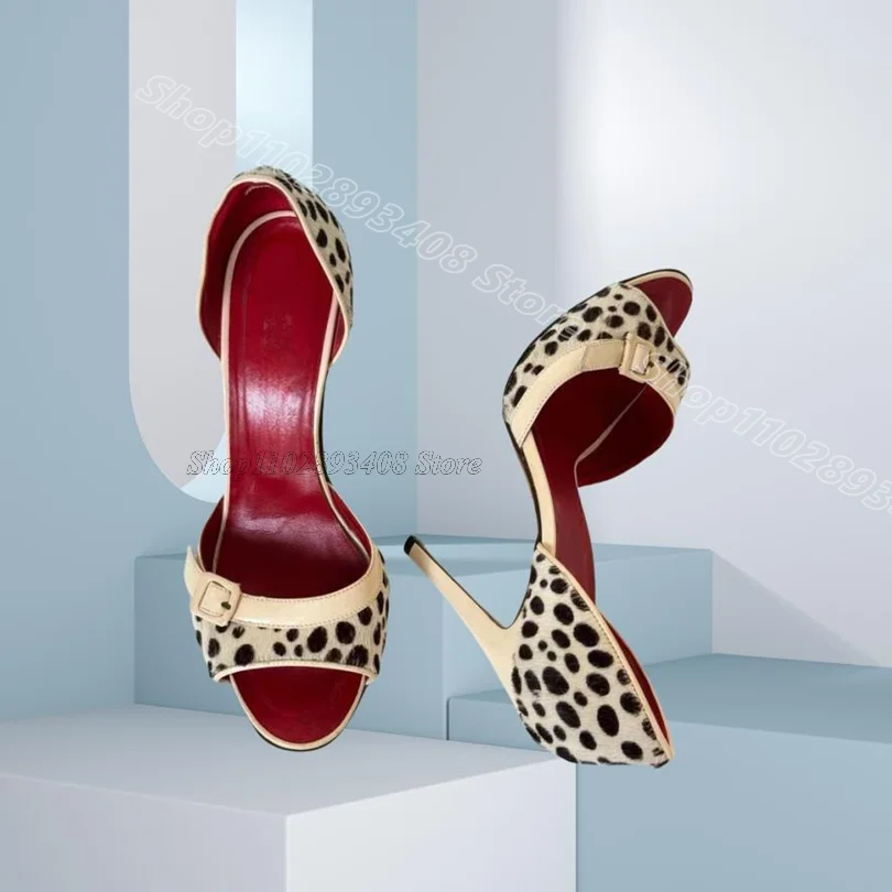 

Leopard Print Stiletto Sexy Sandals Open Toe Leather British Style Spring Casual Party for Women Shoes 2025 Zapatos Para Mujere