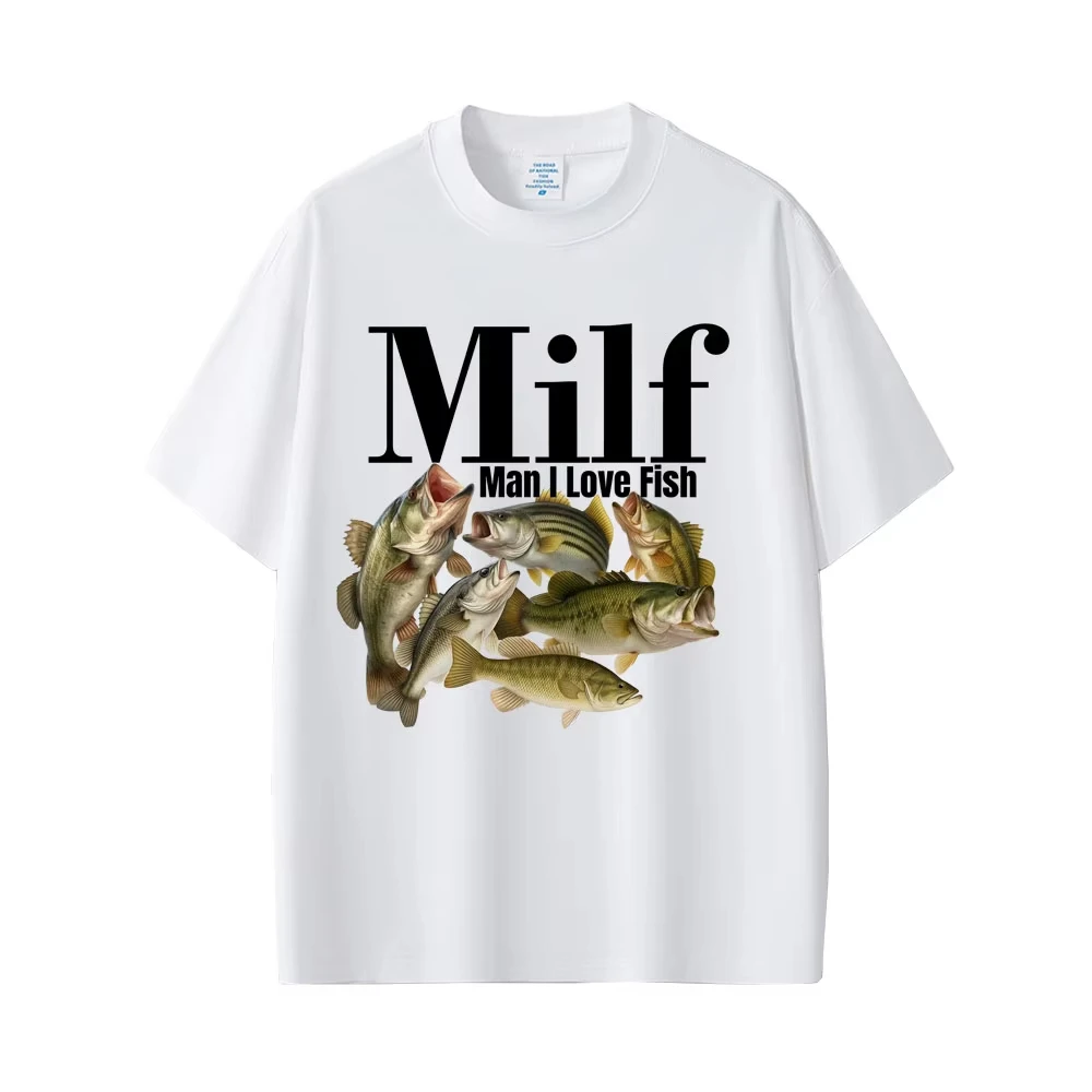 

Футболка с мемом «MILF Man I Love Frogs» для любителей рыб и позвоночных, мужская и женская, повседневная, хлопковая, винтажная, с коротким рукавом, оверсайз