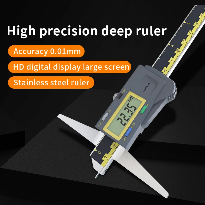 

HUHAO depth gauge 150/200/300mm metric imperial digital depth vernier caliper Stainless Steel Electric Measuring Gauging Tools