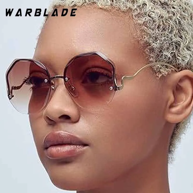 

Luxury Rimless Irregular Square Women's Sunglasse Brand Designer Men Sunglass Summer Traveling Female Eyeglasses Lentes UV400