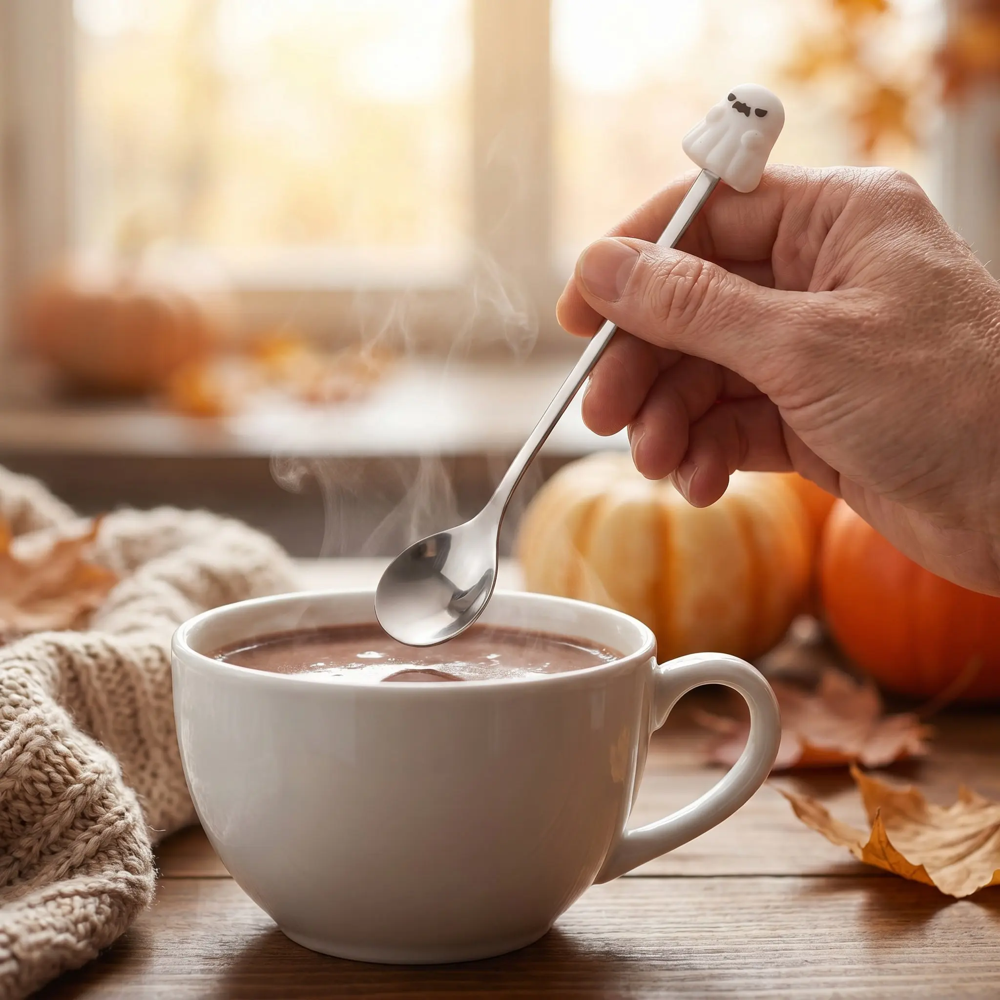 4Pcs Halloween Coffee Spoons Stainless Steel Set Skull Ghost Witch Pumpkin Designs Spooky Stirring Dessert Serving Utensils