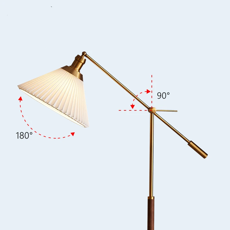 New Solid Modern Nordic Vintage Simple American Style Living Room Metal Walnut Wood Gold Decoration Standing Lamp Floor Lam