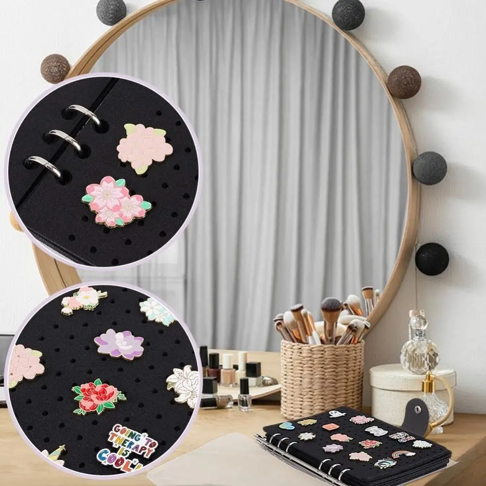 Neue praktische 8-seitige Pin-Bücher, schwarz, tragbares Notizbuch, Alben, Emaille-Pin-Vitrine für Sammler zum Selbermachen