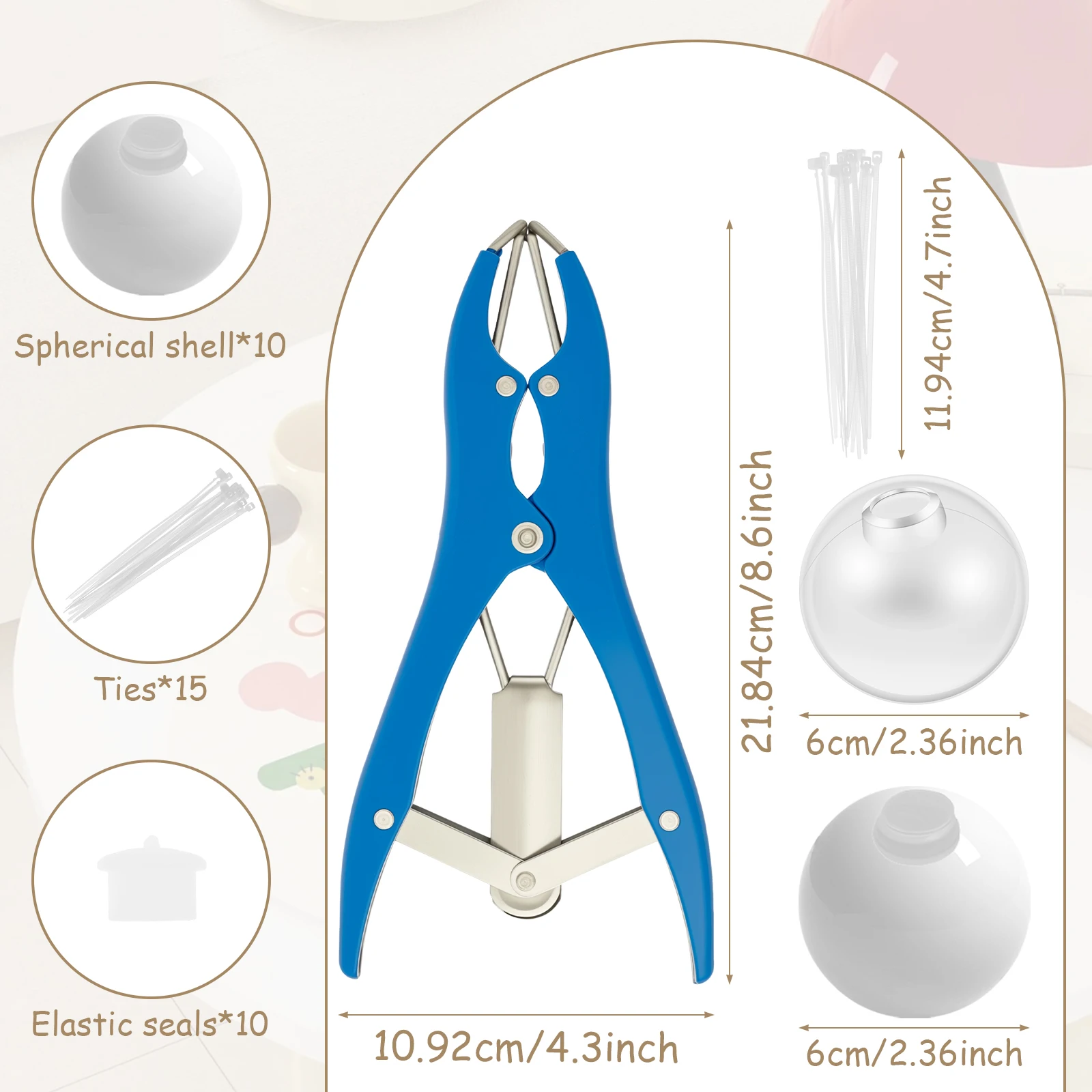 DIY Stressball-Bastelset: Tragbares Leeres Quetschball-Set mit Vakuumwerkzeug, Kabelbinder-Füller und Perlenexpander für Erwachsene – Detail 5