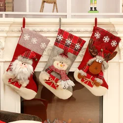 1pc Christmas Santa & Snowman & Reindeer Stocking Ornament, Christmas Stocking Hanging Pendant