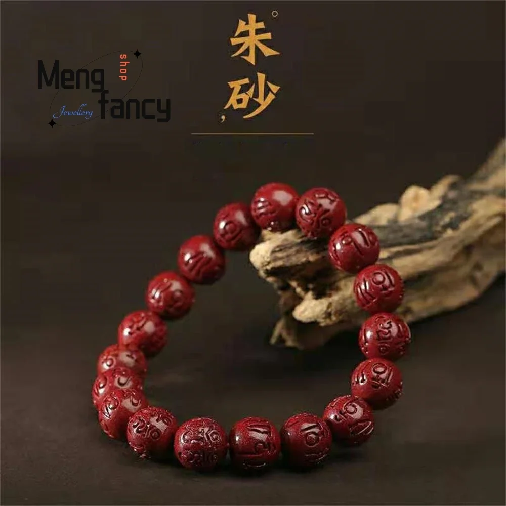 

Cinnabar string Six-word Motto Genuine Natural Raw Mine High Content Purple Gold Sand Bracelet Exquisite Luxury Fashion Jewelry