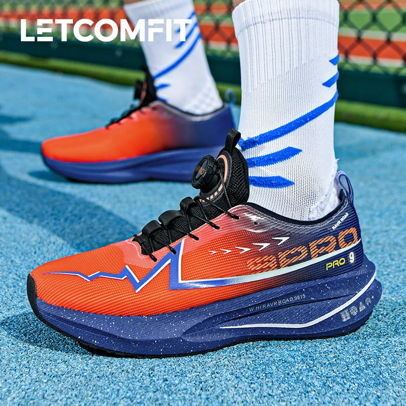 

Men Women Carbon Plate Running Shoes Breathable Mesh High Rebound Cushion Marathon Racing Sport Sneakers Casual Jogging Sneakers