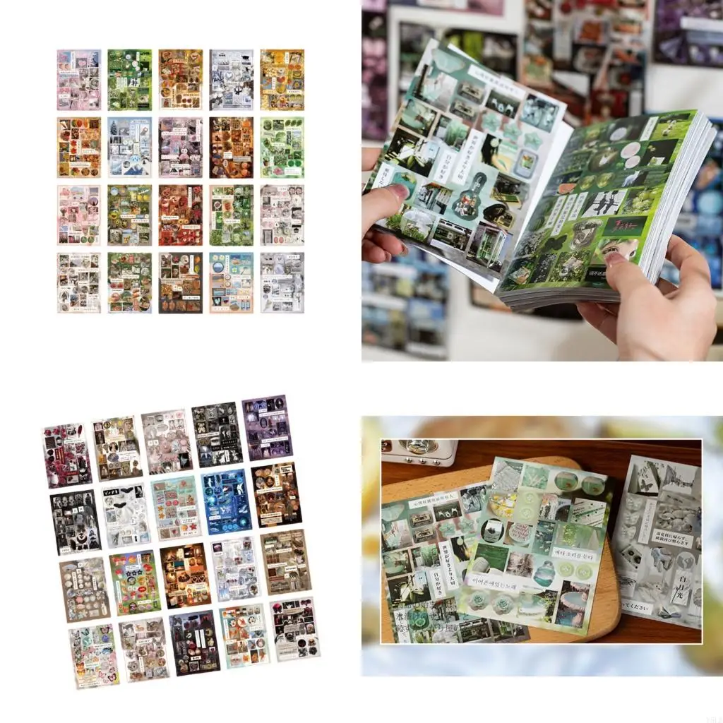 

Y5LB Die-Cut Sticker Book Japanese Styles Sticker Retro Sticker Stationery Sticker