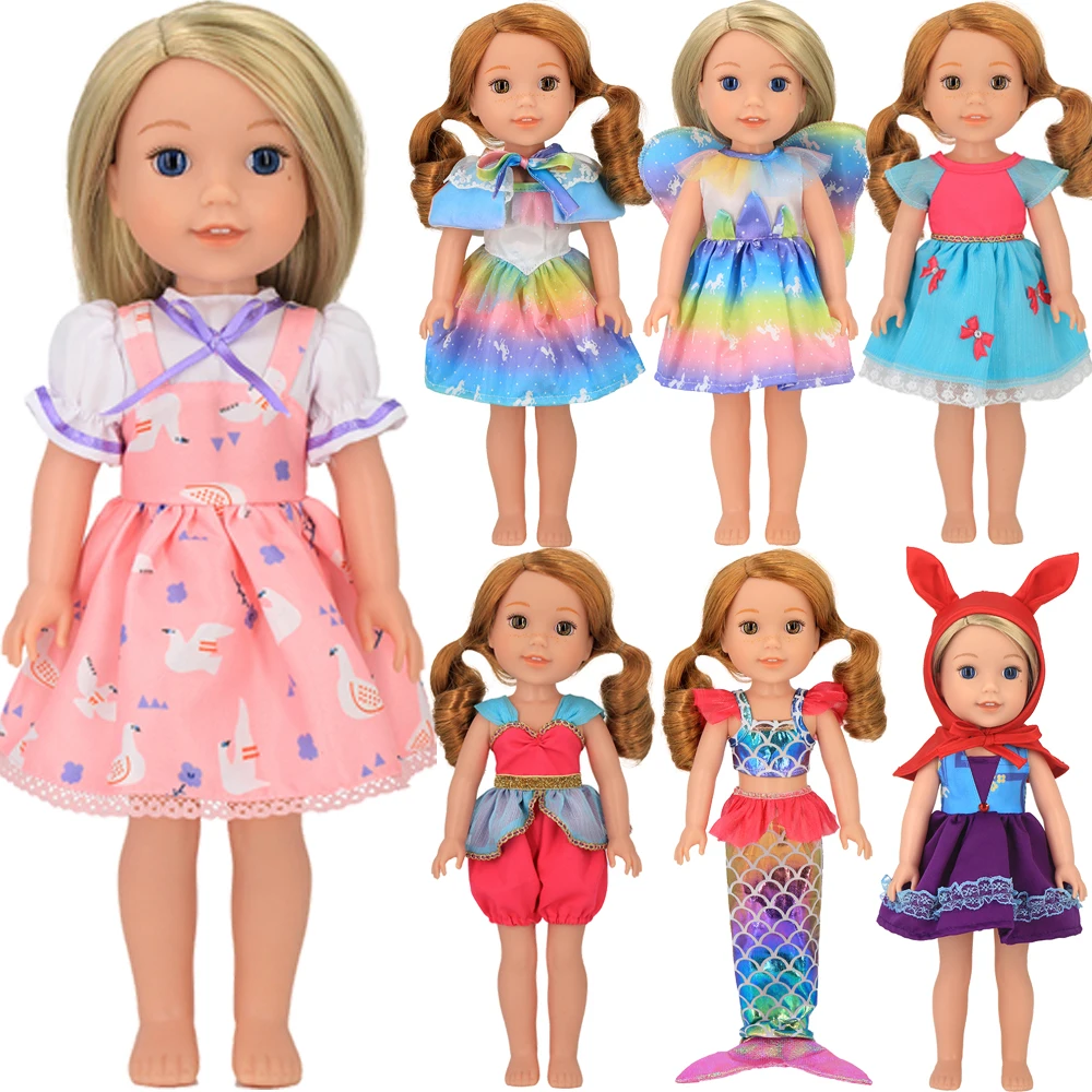 Doll Clothes Pop Dress Rainbow Mermaid Clothes For 14.5Inch Wellie Wisher&32-34Cm Paola Reina Doll Accessories,Girl's Toys Gift