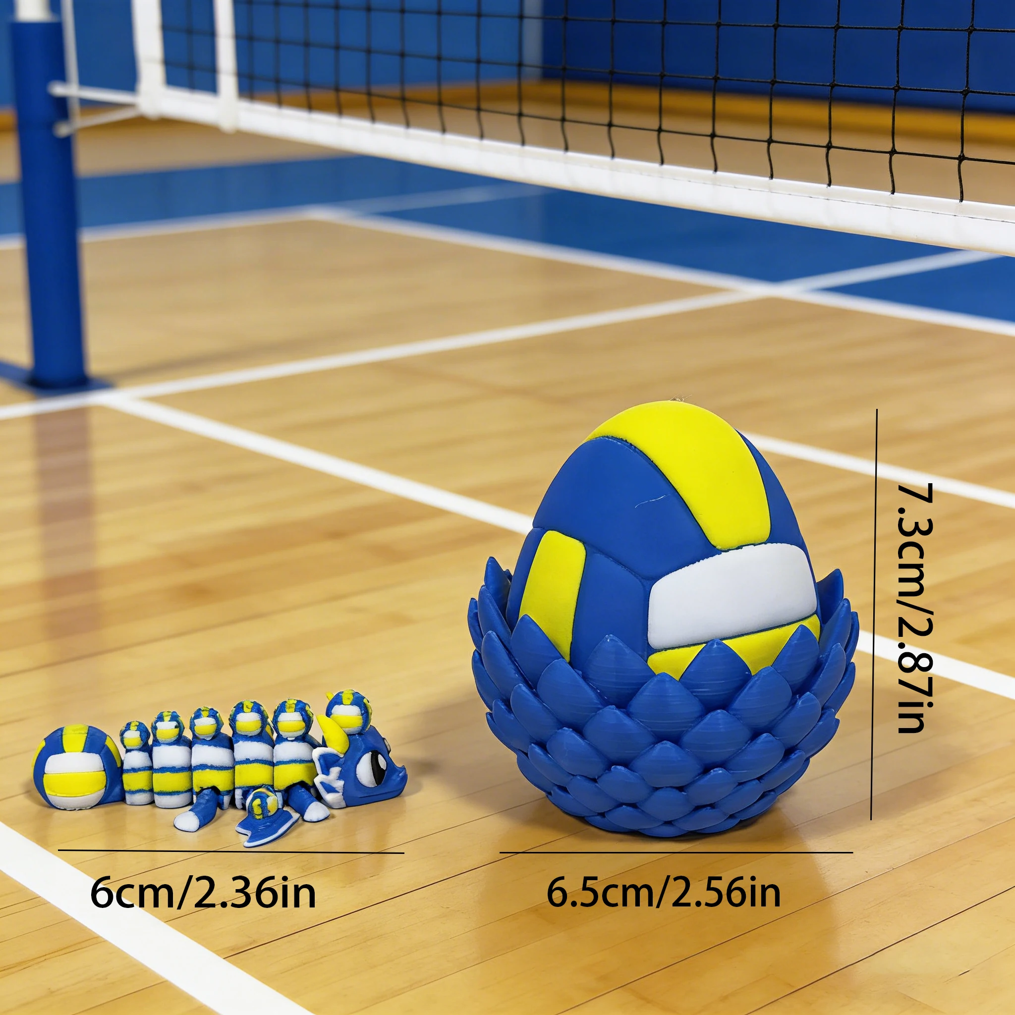 3d Printed Adorable And Cute Volleyball Dragon + Dragon Egg Set Model Plastic Desk Decoration Sculpture Accessory Holiday Gift - Detail 1