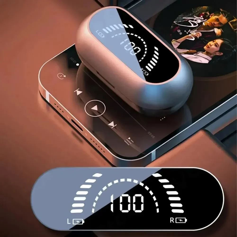 سماعات بلوتوث لاسلكية TWS ، سماعات توصيل عظمية ، سماعات أذن بتحكم باللمس ليد ، سماعات رأس رياضية ، تصميم مشبك أذن