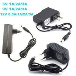 Ac 100-240v para dc 5v 12v 9v 1a 2a 3a 0,5a adaptador de alimentação conversor carregador 5.5mm x 2.1 2.5mm para cctv tira led b4