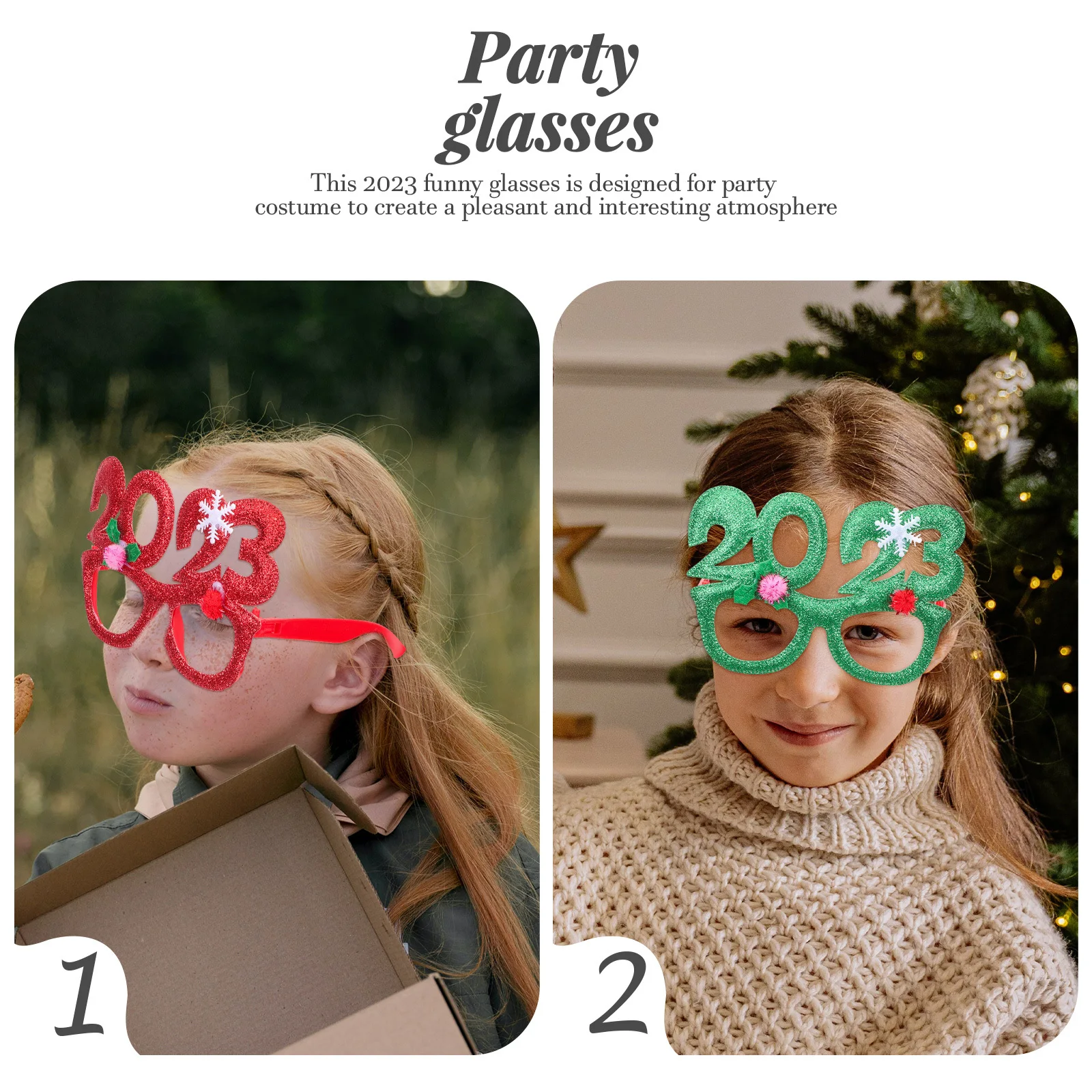 

4Pcs New Year Glasses 2023 Fashion Party Eyeglasses Christmas Photo Booth Props Party Decorations Glasses 2023