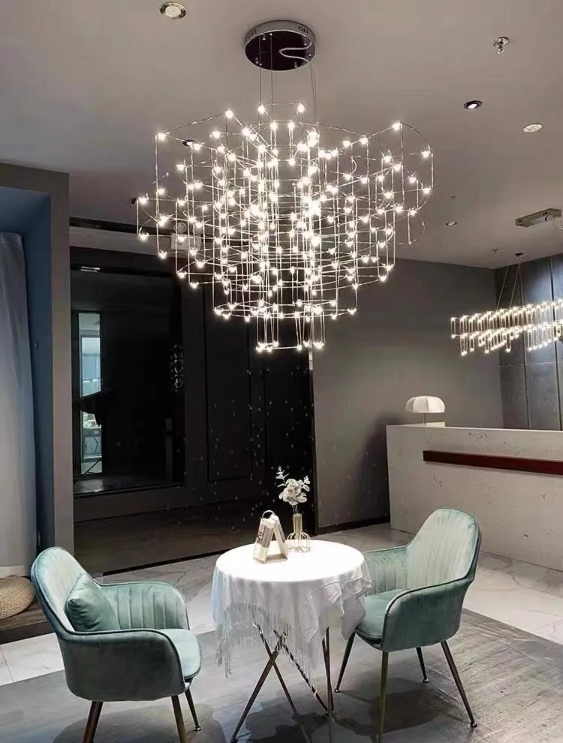 الحديثة LED اليراع غرفة المعيشة قلادة مصباح فاخر كروم الثريا لفيلا صالون بار مقهى الإبداعية مطعم مصباح معلق #4