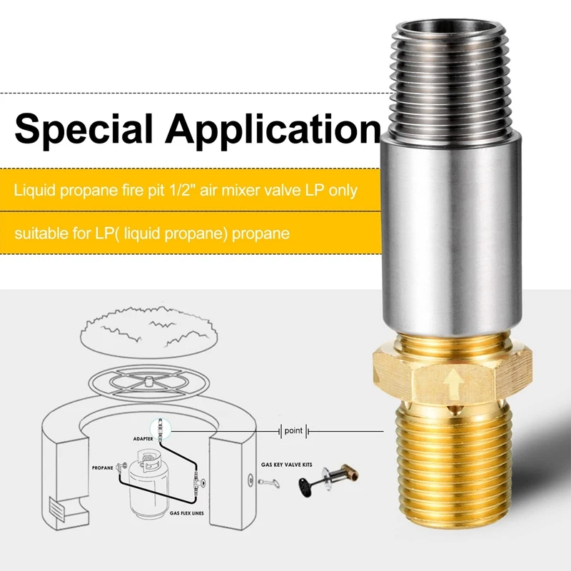 حفر نار غاز البروبان السائل 1/2 صمام خلاط الهواء، صمام خلاط بسعة عالية 90 كيلو وحدة حرارية بريطانية لحفرة حريق البروبان الخارجية