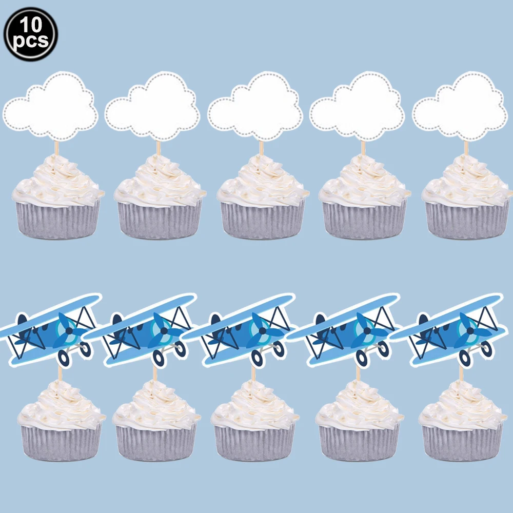 Flugzeug-Party-Dekorationen, Happy B-Day, Papierstrohhalme, Kuchenaufsatz für Kinder, Jungen, Flugzeug-Thema, Geburtstag, Babyparty, Dekorationszubehör – Detail 4