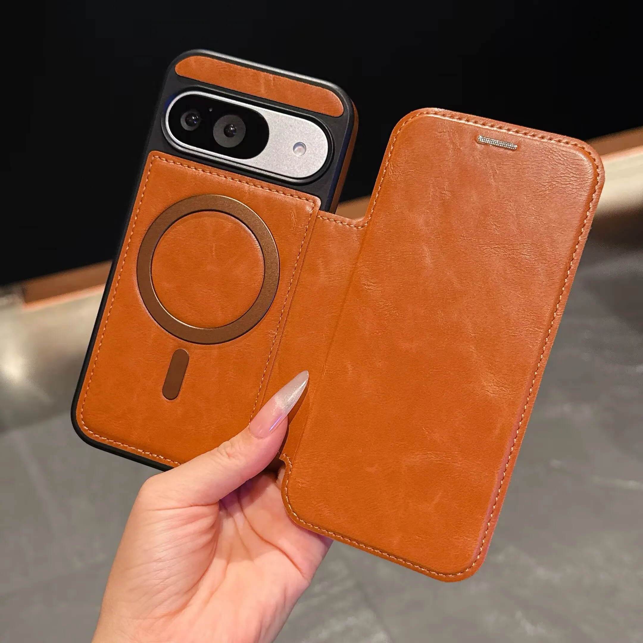 

Leather Case for Google pixel 9Pro 9A 8 9 Pro XL Magnetic Flip Cover Shockproof Full Protection Wireless Charging with Card Slot