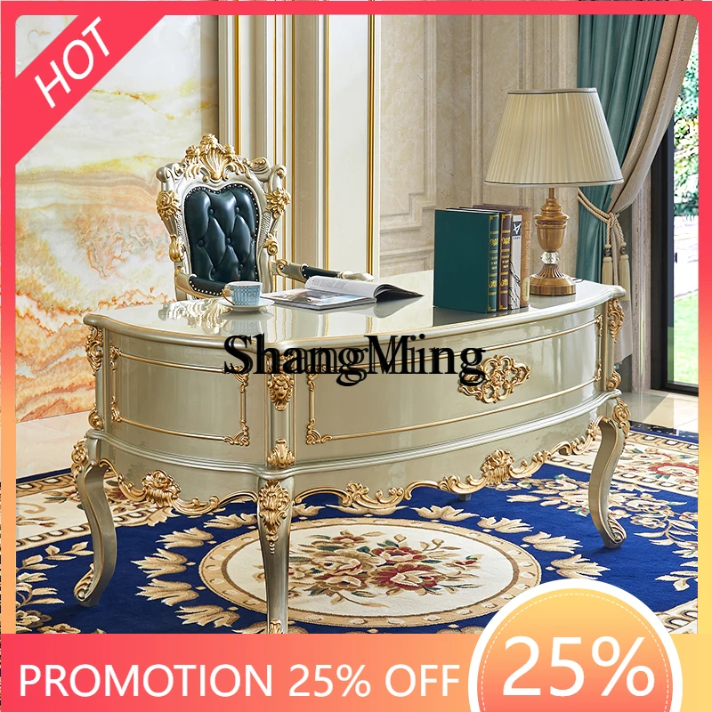 

CL wood desk villa study furniture computer table retro carved desk