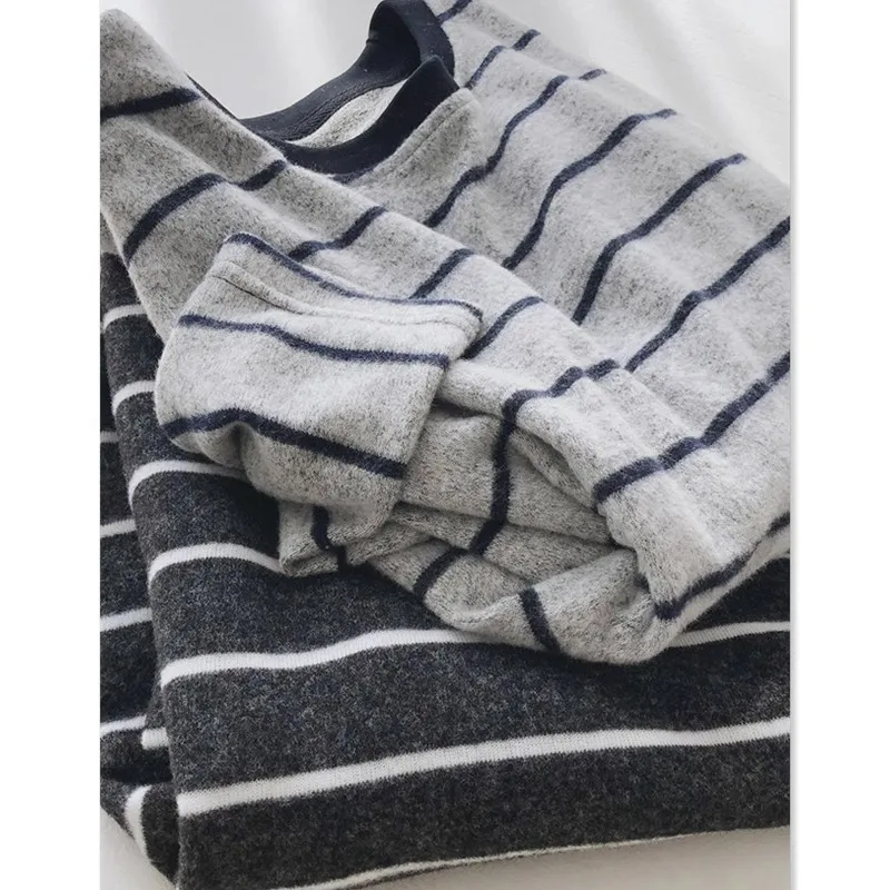 

Женская повседневная свободная базовая футболка с длинным рукавом в ретро-японском стиле, мягкая, пушистая, вязаная, для осени и зимы, для работы и повседневной носки