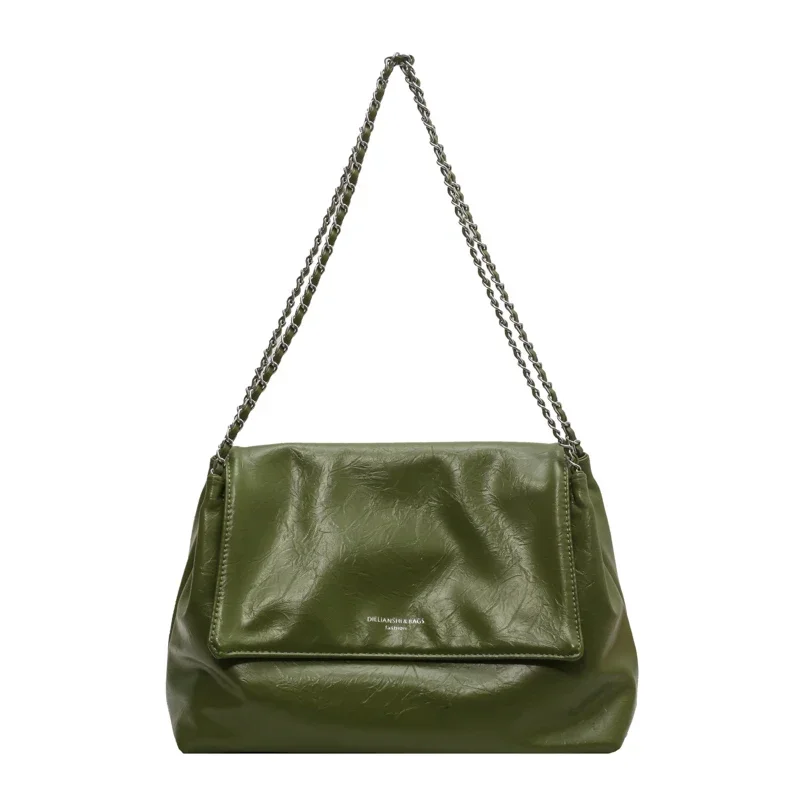 

2024, женская сумка, специальная сумка на одно плечо, мягкая текстура, женская сумка на одно плечо из искусственной кожи, повседневная сумка на цепочке большой вместимости в стиле ретро