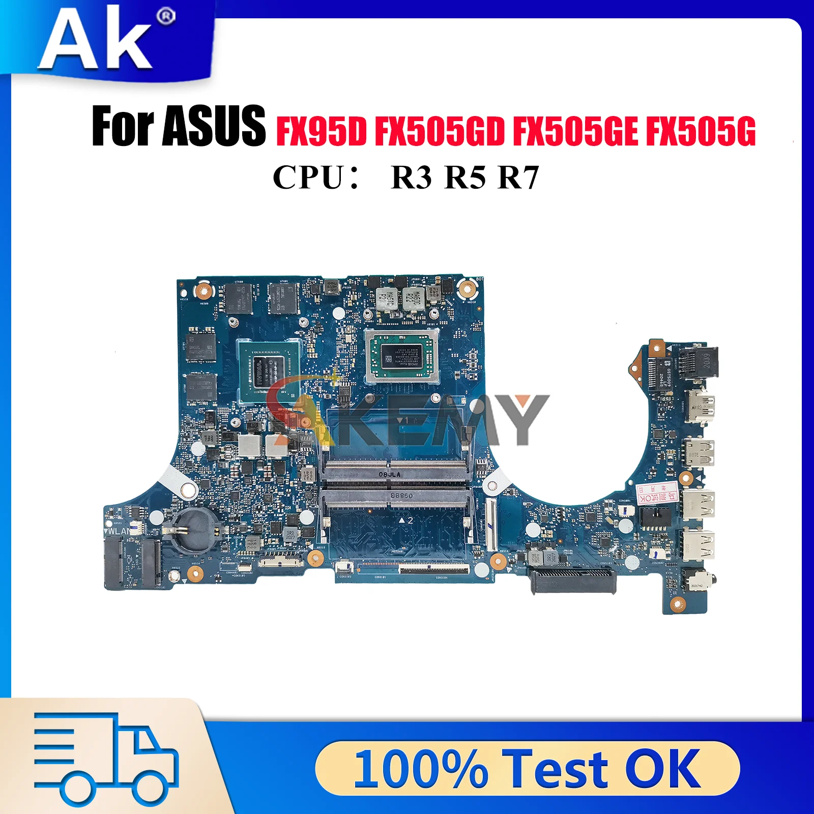 

FX505DT Laptop Motherboard For ASUS TUF Gaming FX505GE FX505GD FX95D FX505GT FX505D Mainboard W/ R3 R5 R7 CPU tests OK fast ship