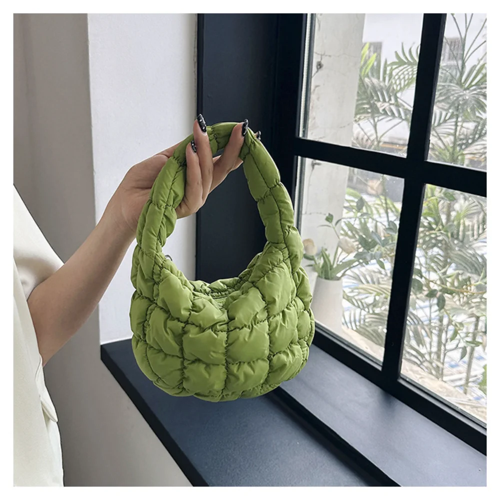 Mini bolsa plissada de nuvem para mulheres, bolsa axilas, sacos crossbody de ombro, bolsa acolchoada Puffer Dumpling, Totes menina