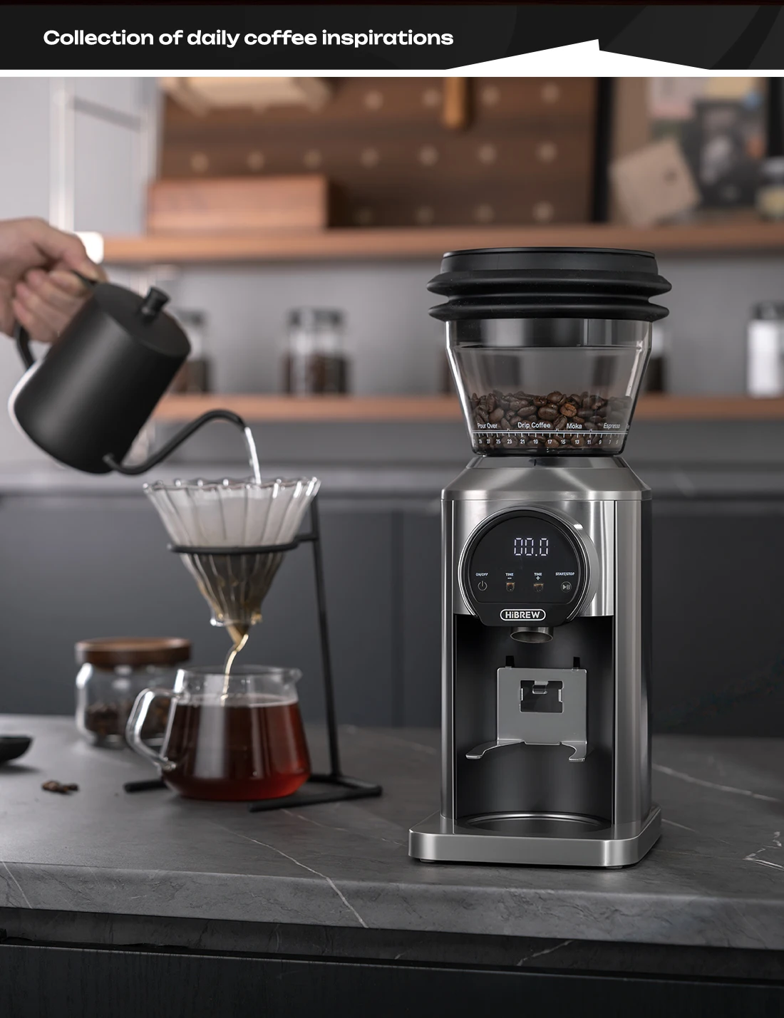 HiBREW G3 Plus 48mm Konische Mahlscheiben Elektrische Kaffeemühle Kompakte Tragbare Kaffeebohnenmühle für Espresso und Türkischen Kaffee – Detail 11