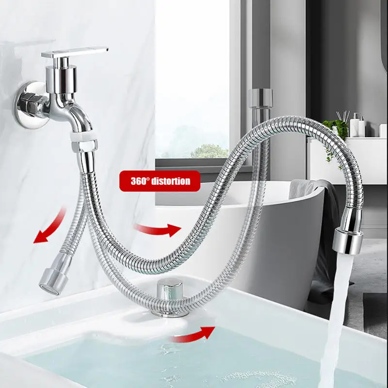 

Multifunctional Kitchen Faucet Extended Tube Foldable Household Electroplated 360-degree Rotating All-copper Extended Faucet