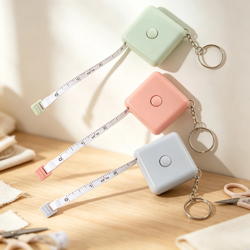 Nordic Square Auto Retractable Tape Measure 1.5M Mini Portable Keychain Soft Ruler Household Body Sewing Measuring Tape