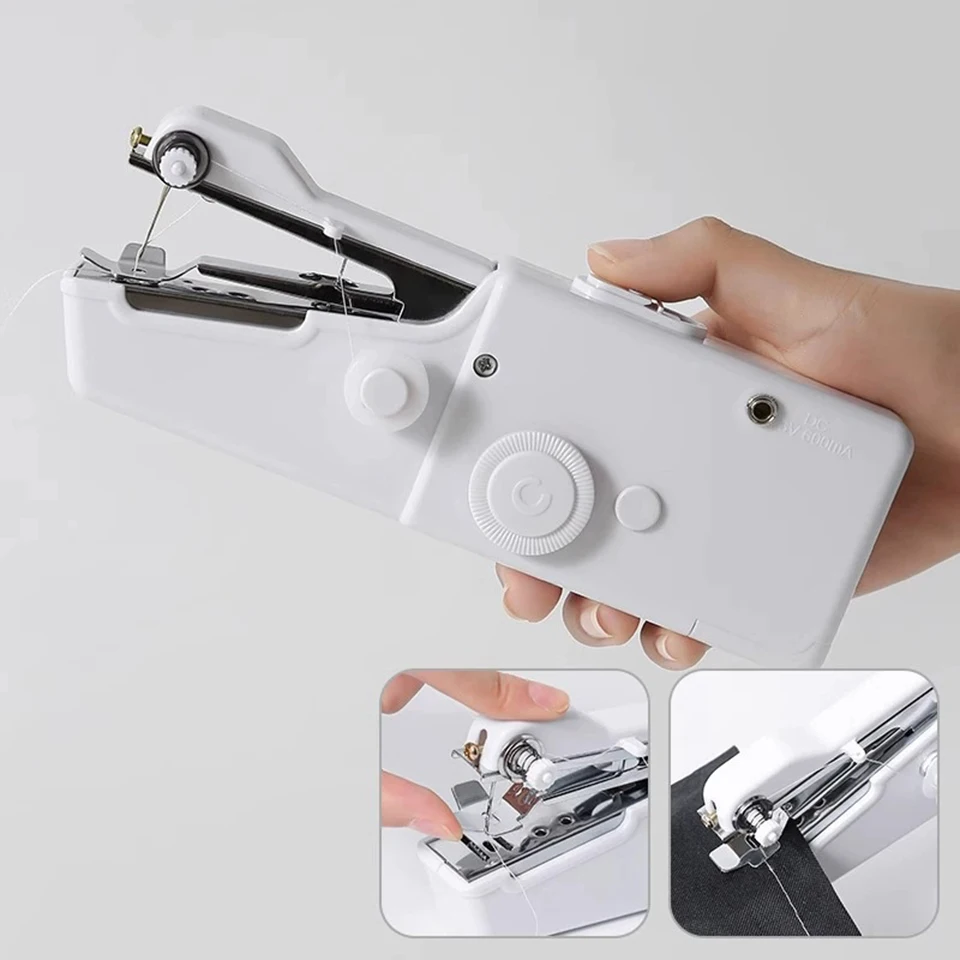 Handheld Electric Sewing Machine for Home, Mini Portable Automatic Stitch & Overlock Device, Small Manual Lockstitch Tool FJ-3