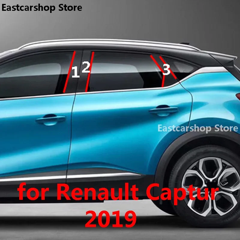 

For Renault Captur 2019 Car Door Central Window Middle Column Trim Decoration Protection Strip PC B C Pillar Black Stickers