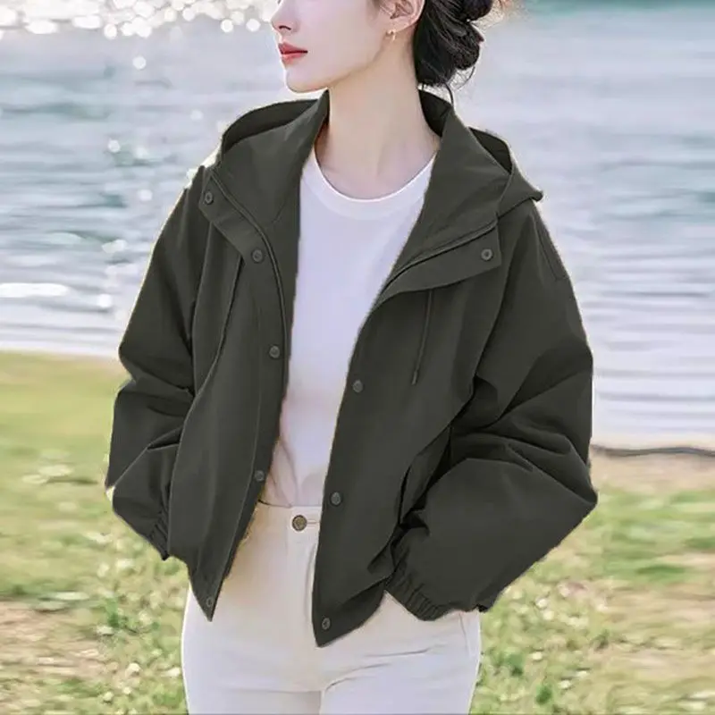 Spring Autumn Lining Coat Women New 2026 Windbreaker Unique Jackets Ladies Large Size Outerwear Casual Hooded Overcoat Female