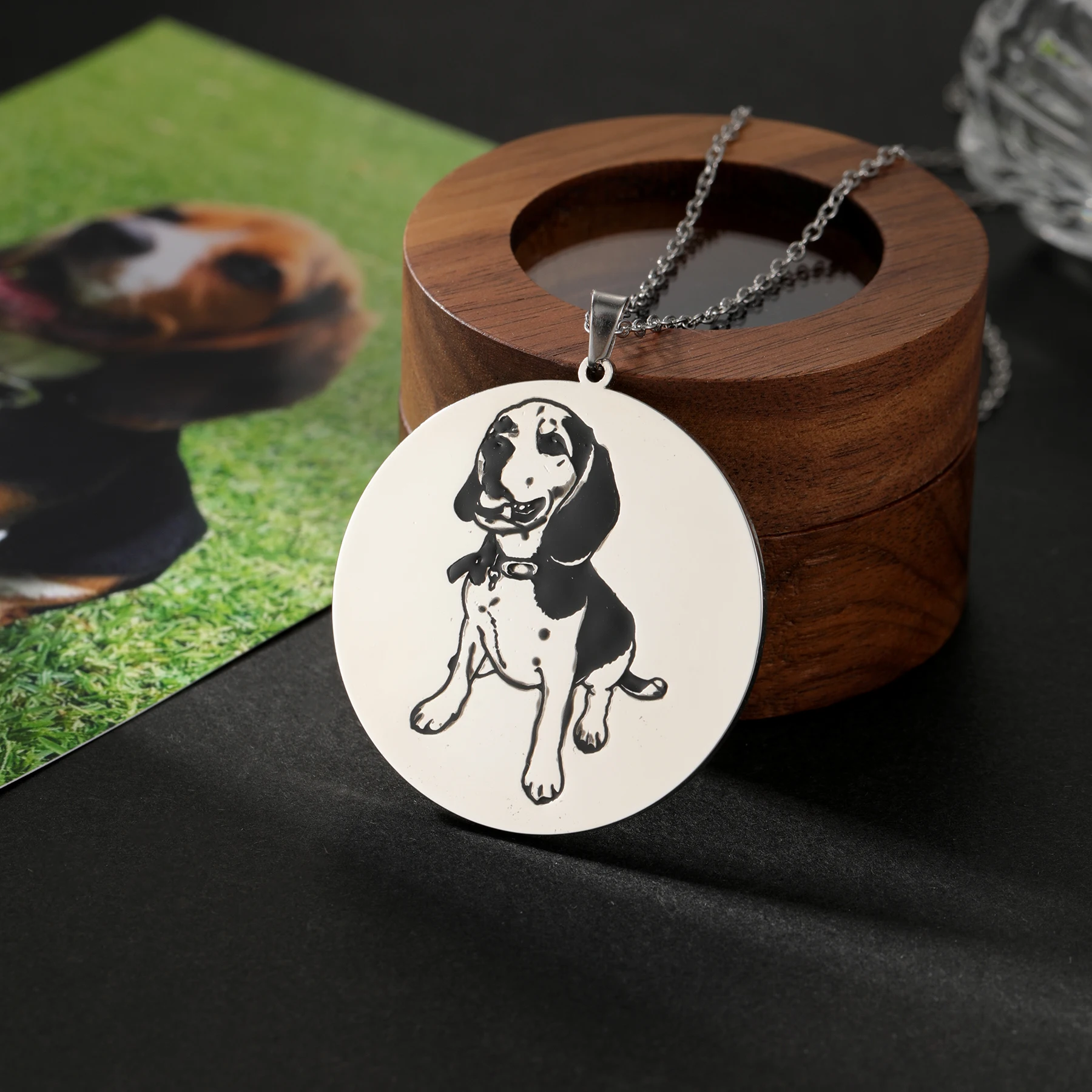 

Personalized Hand Painted Pet Photo Necklace Enamel Jewelry Stainless steel Custom Hand Painted Line Jewelry Pet Lover Pendant