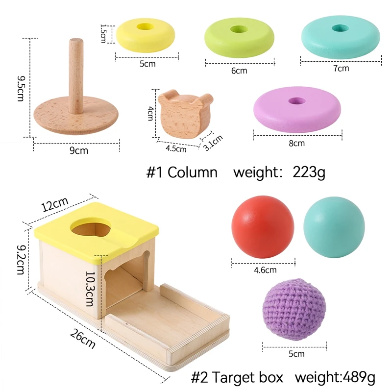 아기 몬테소리 장난감 나무 블록 쌓기 모양 정렬 매칭, 아기 색상 인지 감각 장난감, 어린이 생일 선물