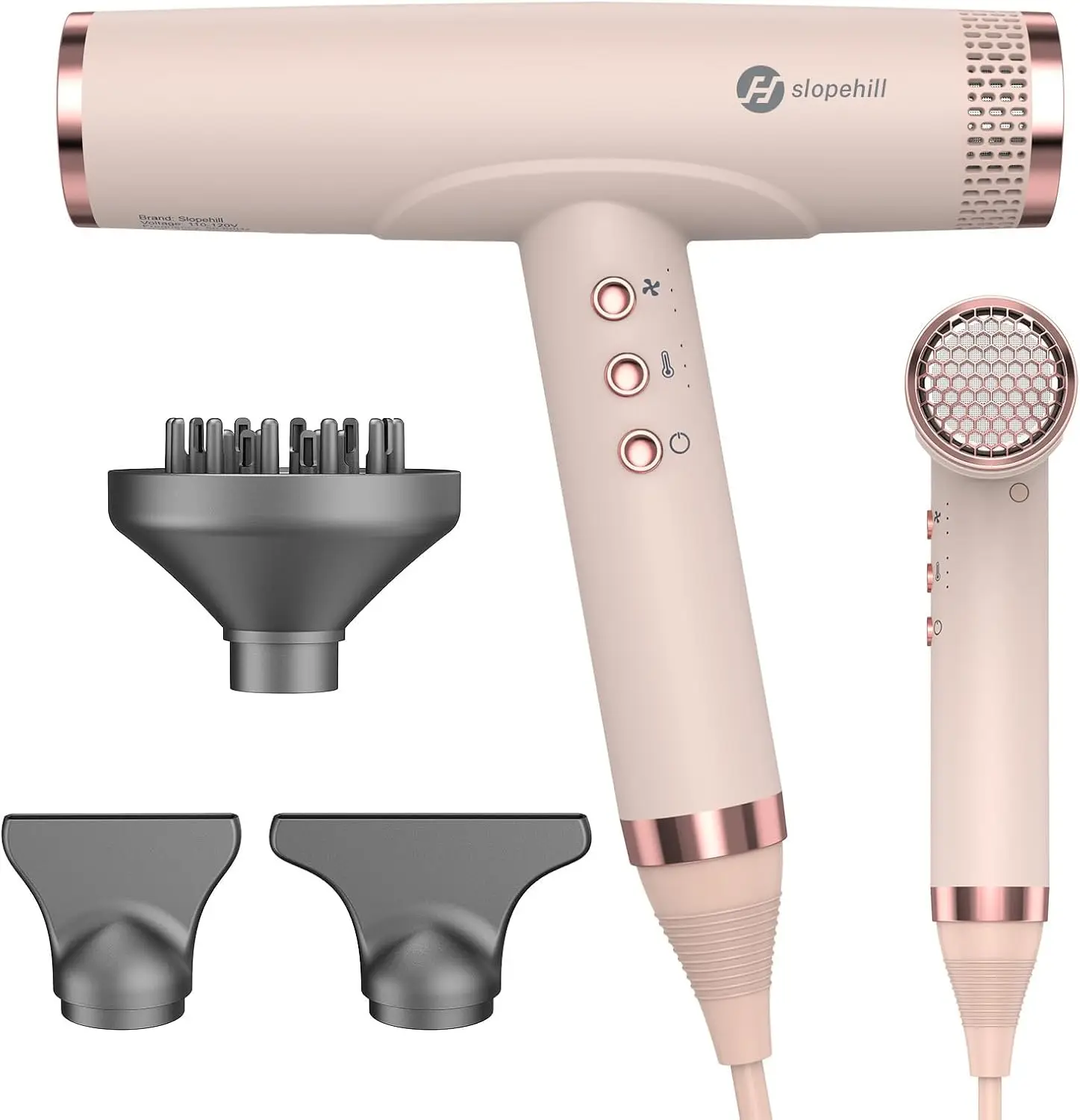 

Professional Ionic Hair Dryer with Brushless Motor, Lightweight Compact for Travel, Low Noise Quiet for Home Use in Ceramic Pink