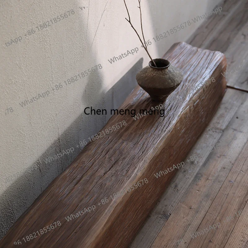 Wabi-sabi wind long stool log stake sitting area solid wood entry old wooden pier shoe changing bench bench