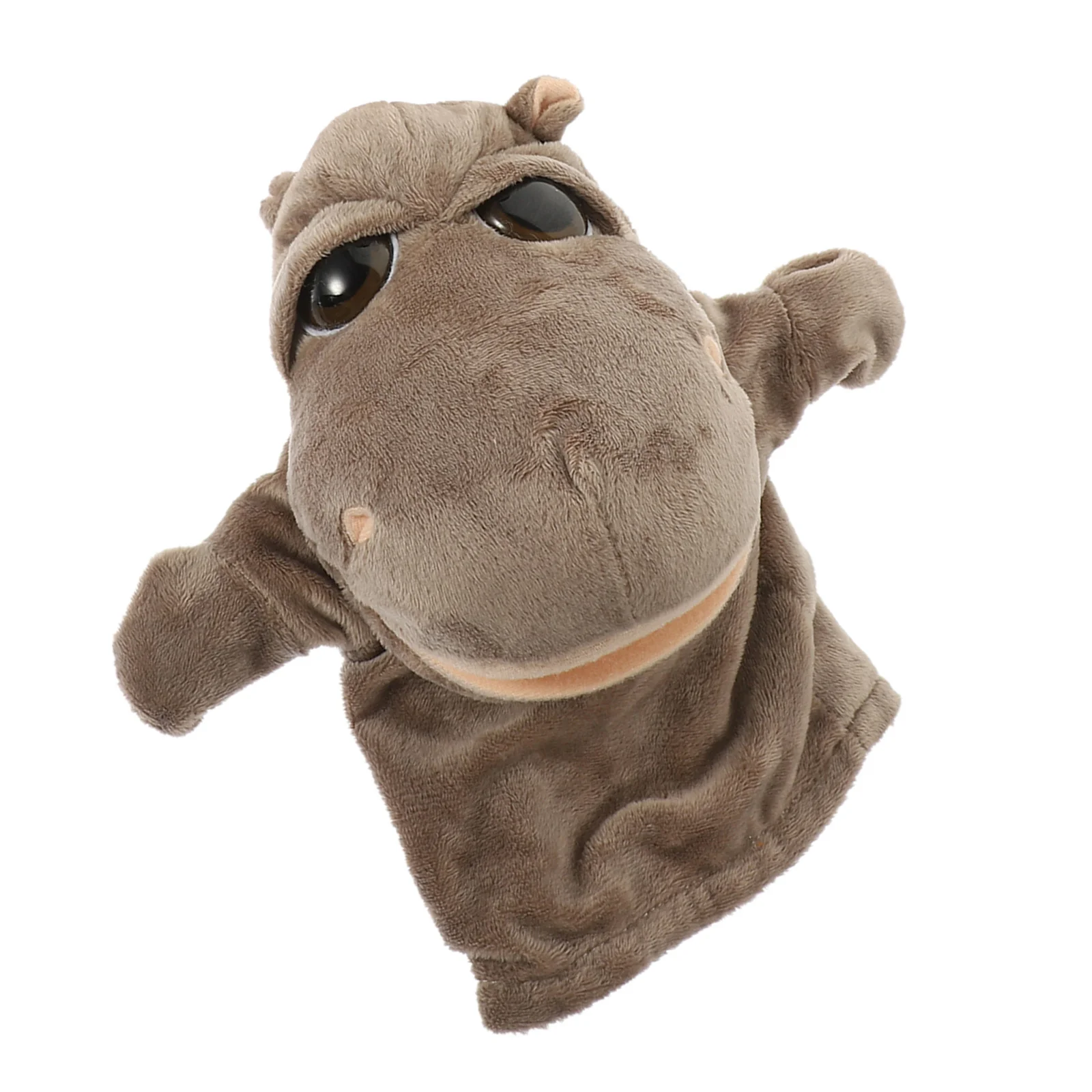 Marionnette à main en forme d'animal marron doux, bouche de travail, conte interactive pour enfants, jeu de rôle éducatif, jeux de simulation en peluche