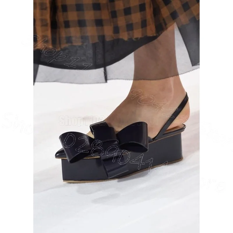 Black Bow Knot Pointed Toe High Top Runway Pumps Slip On Women Shoes Novel Fashion Party Feast Dating 2025 Zapatos Para Mujere