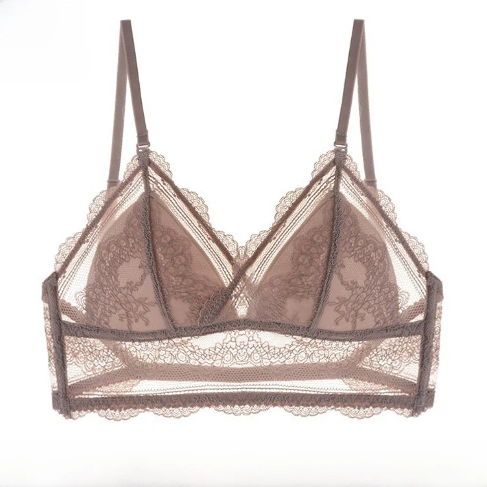 

Sexy Wire-Free Lace Backless Bra Women's Breathable Underwear Fine Strap Hollow out Design Comfortable Home Clothes