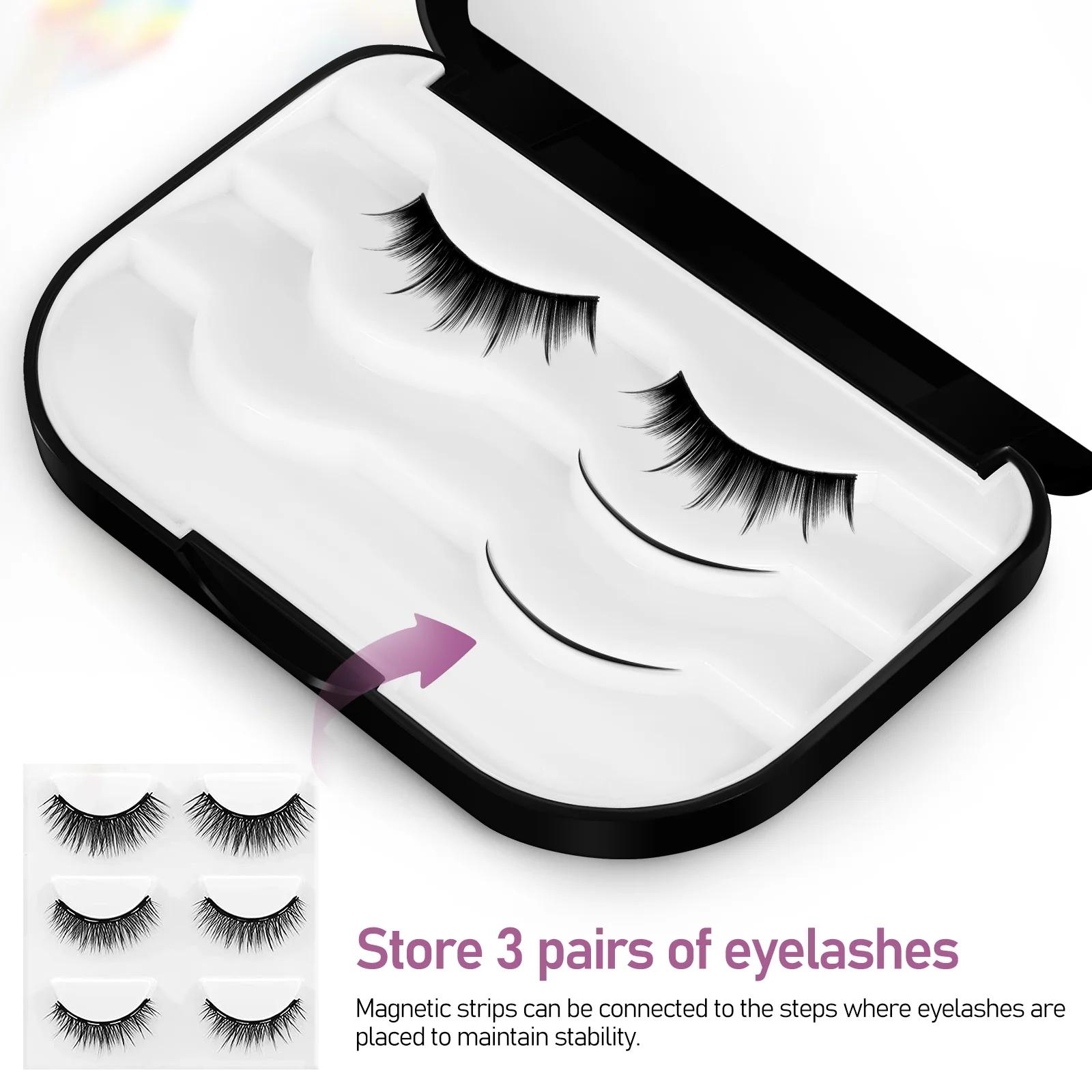 Lash Fake Eyelash Organizer scatola falsa custodia per applicatore di ciglia magnetiche viaggio per anziani