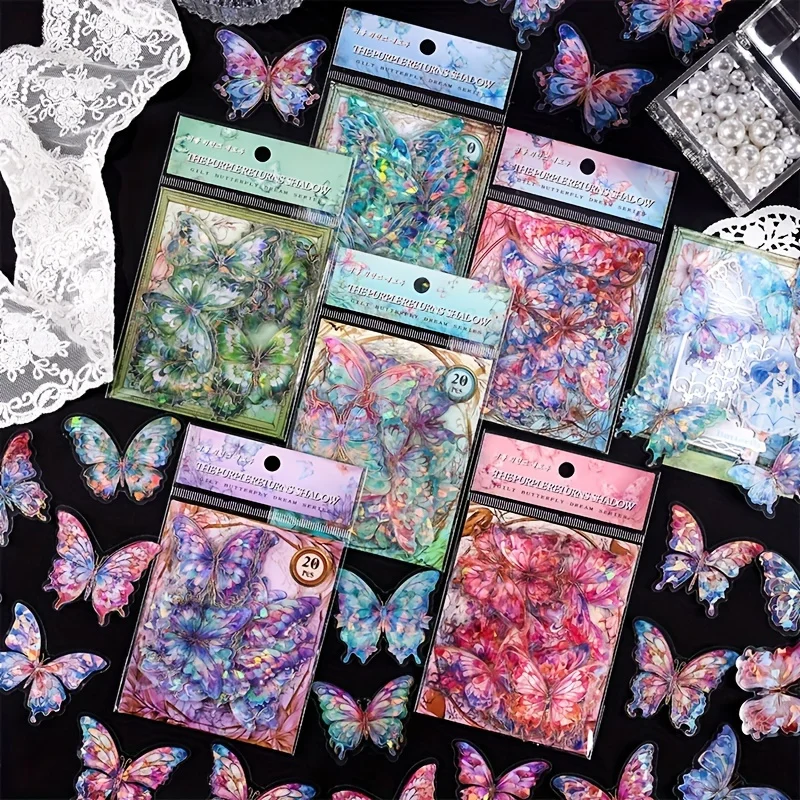 1pc, retro butterfly sticker set, self-adhesive, waterproof, suitable for accessory gift boxes