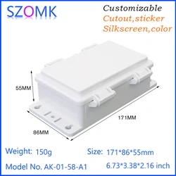 SZOMK AK-01-58 131*82*45mm Custom Ip66 Waterproof Plastic Abs Hinged-Cover Enclosure Case