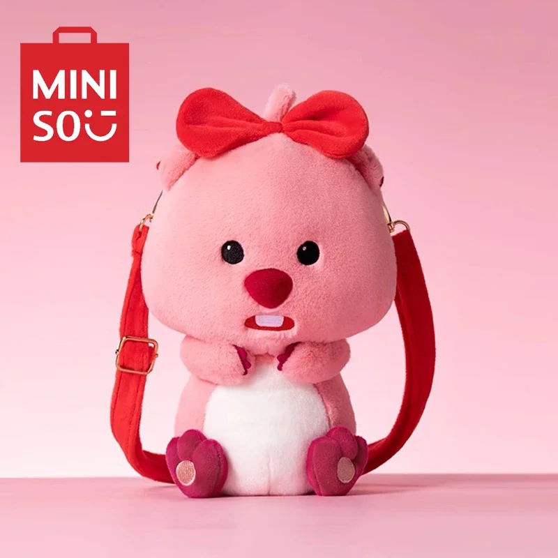 

MINISO Loopy Series Anime Kawaii Bow Plush Doll Bags Shoulder Messenger SchoolBag Coin Wallet Phone Bag Cartoon Cute Beaver Gift