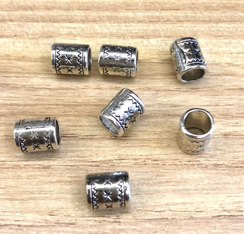 

50pcs 6*8mm , hole 5mm Zinc alloy metal vintage big hole spacer beads for jewelry findings HWL2643