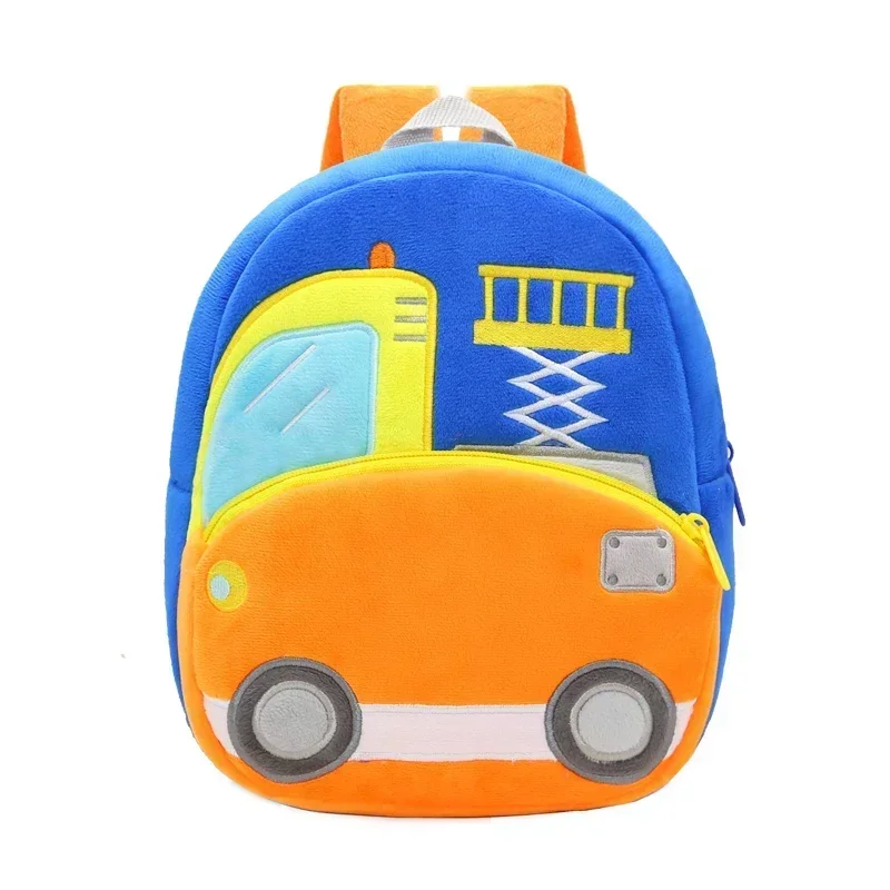 Mochila de ingeniería para niños de 2 a 4 años, mochila de excavadora de dibujos animados, bolsa escolar pequeña de felpa, mochila de juguete